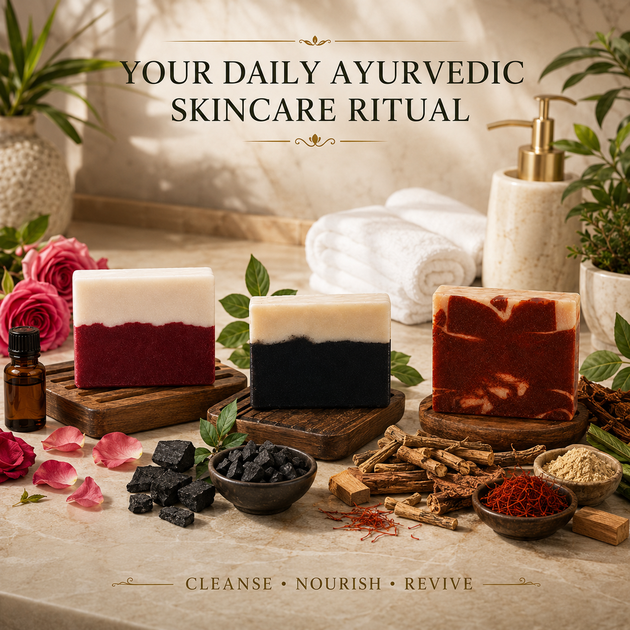 Harbicare 3 Soap Variety Combo – Charcoal, Bulgarian Rose & Sandal Arom